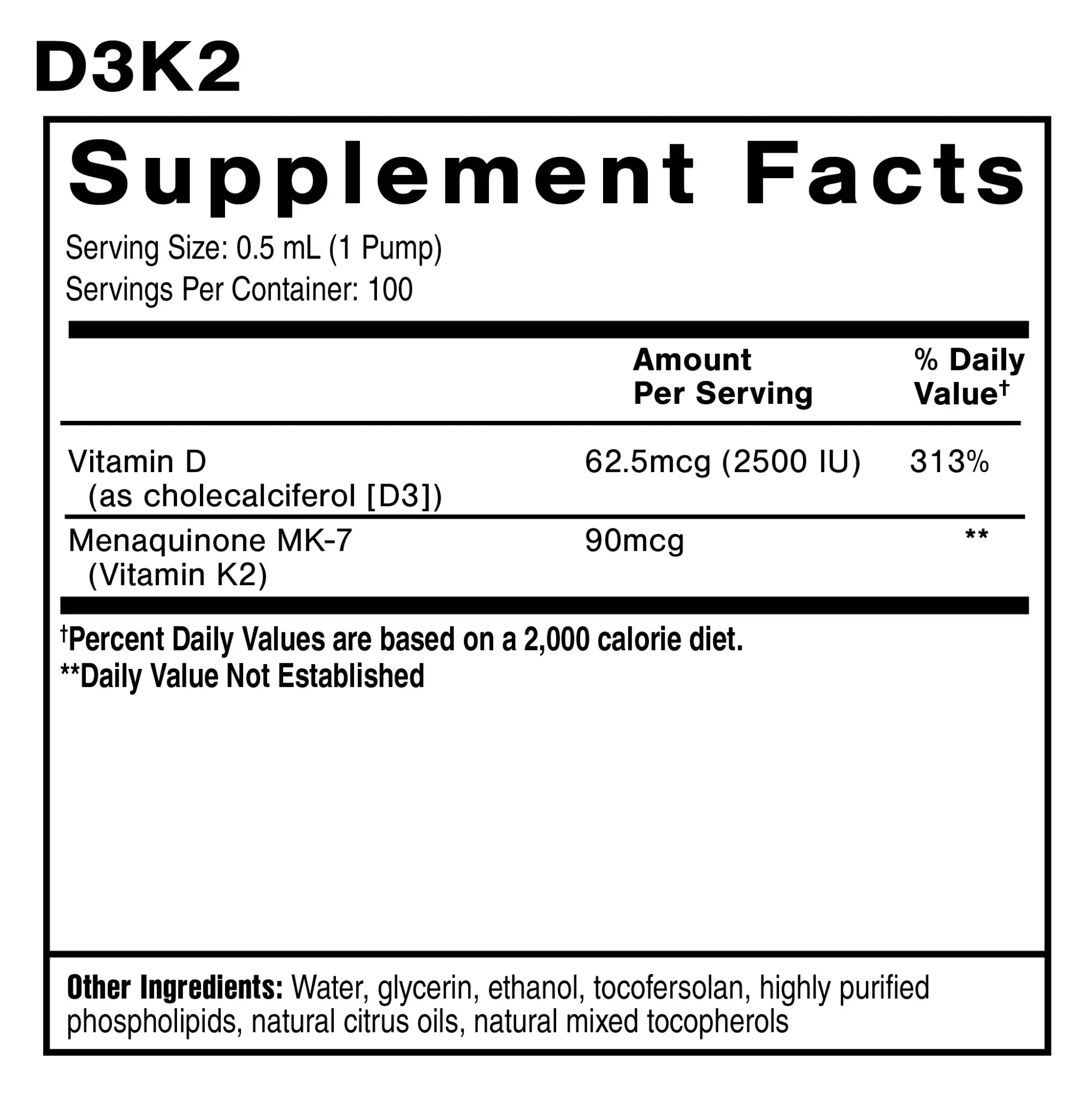 Liposomal Vitamin D3 and K2