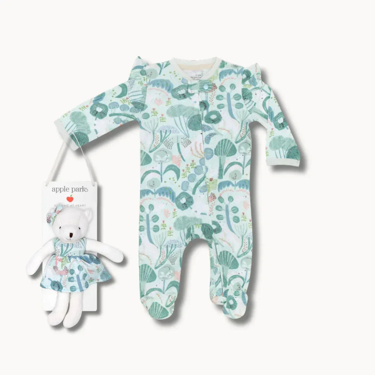 Bamboo Blend Zipper Footie & Little Bear Plush Set